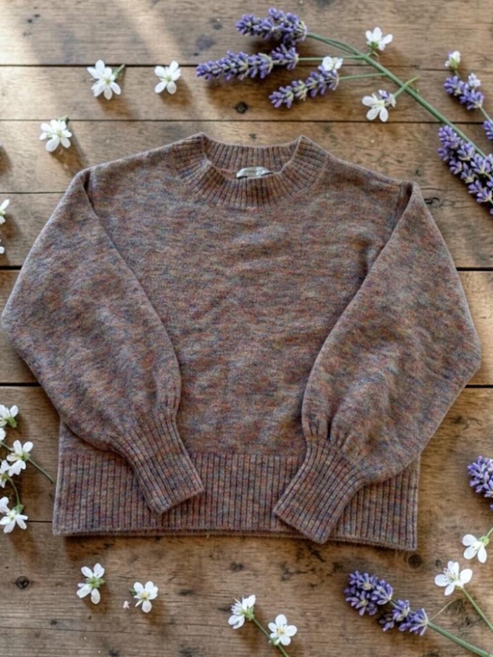 Christopher & Banks Women's Crew‎ Neck Puff Sleeve Sweater Pink Blue Purple S